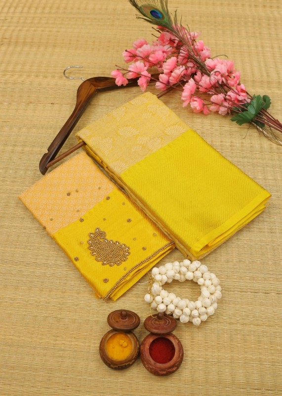 Ambani saree with aari work blouse